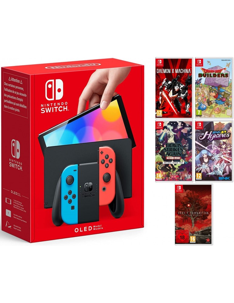 Nintendo Switch Oled Rosso/Blu + 5 Giochi
