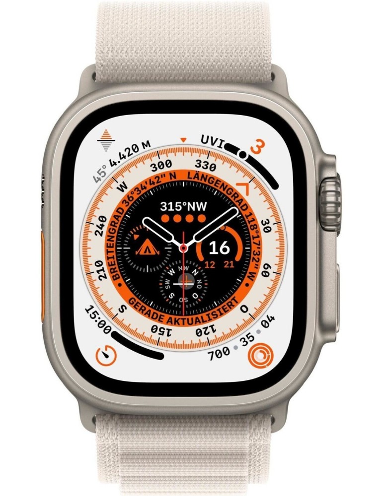 Apple Watch Ultra 49mm Quadrante Titanio con Alpine Loop L cinturino Bianco GPS + Cellular Europa