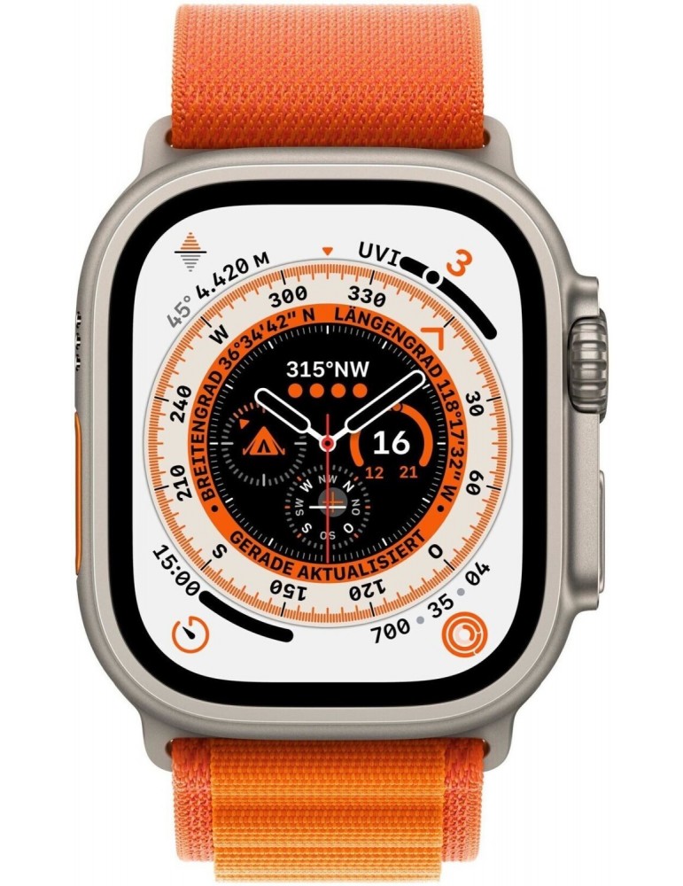 Apple Watch Ultra 49mm Quadrante Titanio con Alpine Loop M cinturino Arancione GPS + Cellular Europa