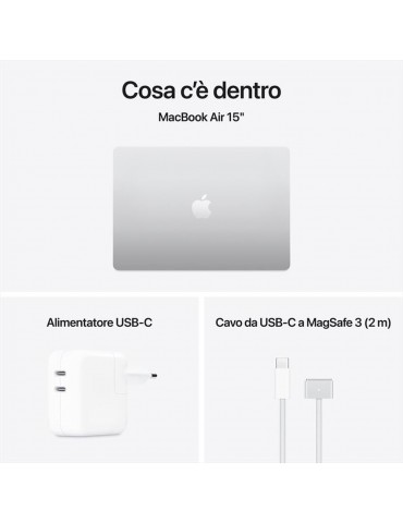 Apple MacBook Air 2025 15" 256GB M4 10C/10G 16GB Argento MW1G3T/A