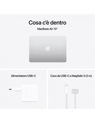 Apple MacBook Air 2025 13" 256GB M4 10C/8G 16GB Argento MW0W3T/A