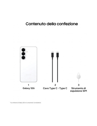 Samsung Galaxy S26 256GB Bianco 5G Dual Sim 12GB Europa